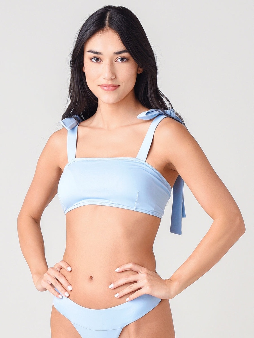 Alexandra Miro Light Blue Corn Flower ‘The Audrey Bikini Top’ Bow Bikini Top